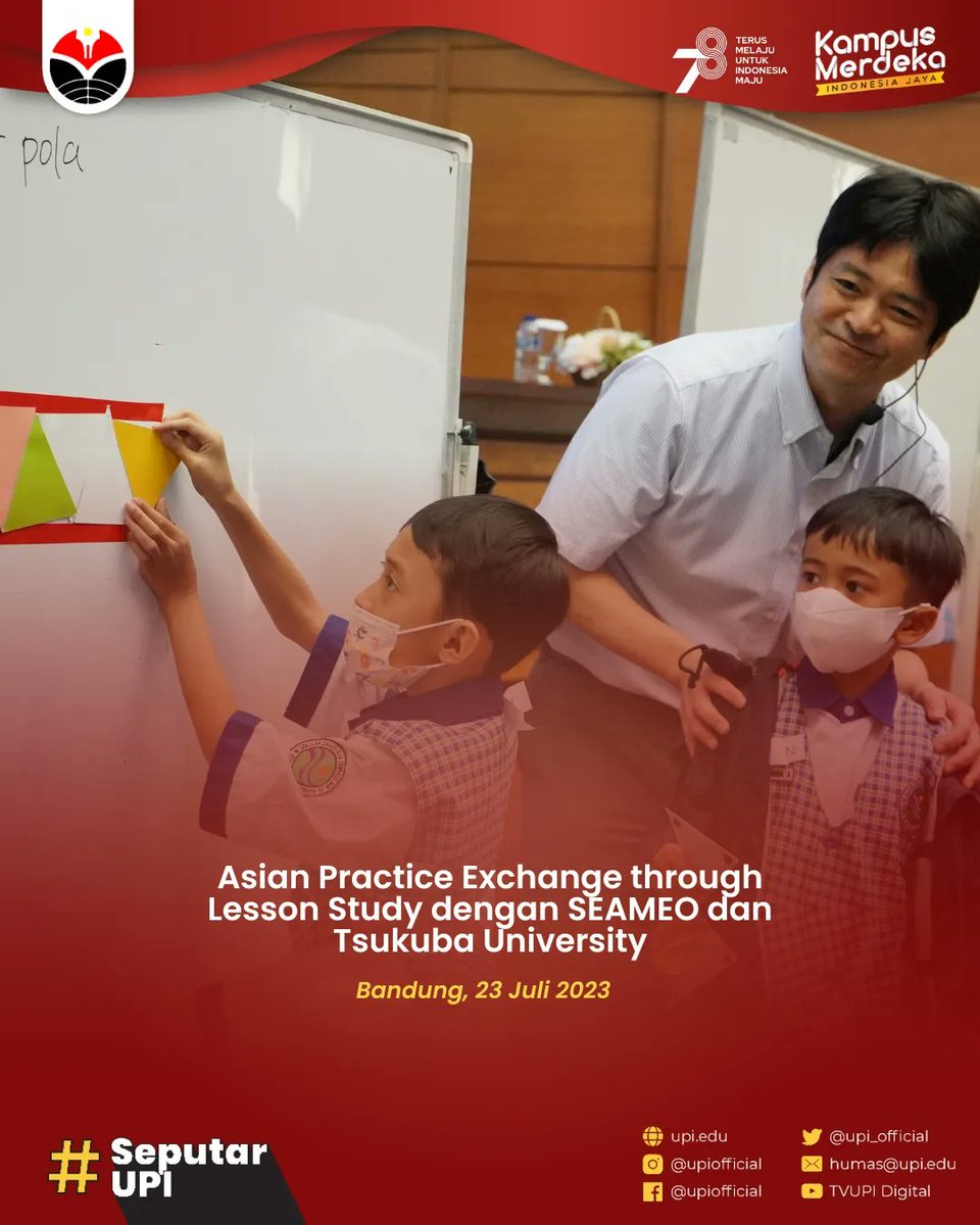 upi_official's tweet image. Sekolah Pascasarjana (SPs) UPI melaksanakan kegiatan Asian Practice Exchange through Lesson Study dengan dihadiri oleh Expert of SEAMEO QITEP in Mathematics, Prof Masami Isoda of Tsukuba University.
#SeputarUPI #LessonStudy #PelopordanUnggul