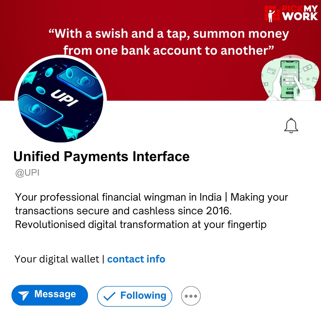 work_pick's tweet photo. If @work_pick made #LinkedIn profiles for its clients: From paying ₹10 for tea to investing in #stocks @work_pick is a platform for all financial solutions through its 7lac community of #gig #Workers 

@UPI_NPCI @KotakBankLtd @upstox https://t.co/a888WHUjEa