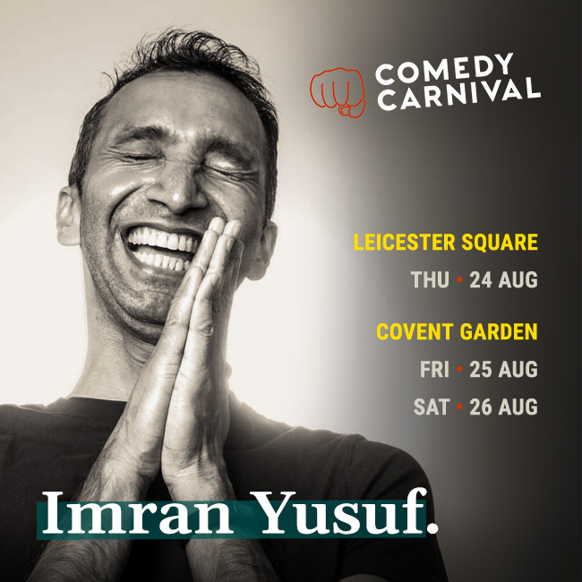 International stand up comedy this Saturday, feat. @imranyusuf, @fulton_dave, @abigoliah, and #DaveWard as MC. Tickets: comedycarnival.co.uk/covent-garden/ Doors 7:30pm - 8:30pm. Show 8:30pm - 10:30pm