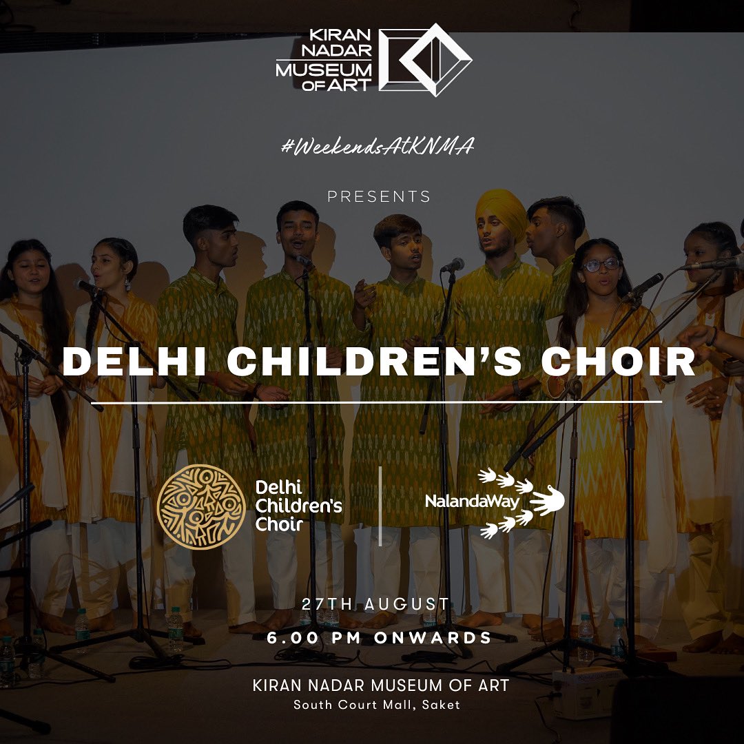 Nalandaway's tweet photo. Get ready to be swept away by the enchanting voices of the Delhi Children’s Choir! 🎶 

Join us this Sunday, August 27th, at the Kiran Nadar Museum of Art in Saket, Delhi, as they take the stage to explore the captivating theme of "Shades of Kalyan." 🌈

🎤 Don't miss out 🎵🌟 https://t.co/ovOGgzkvRK