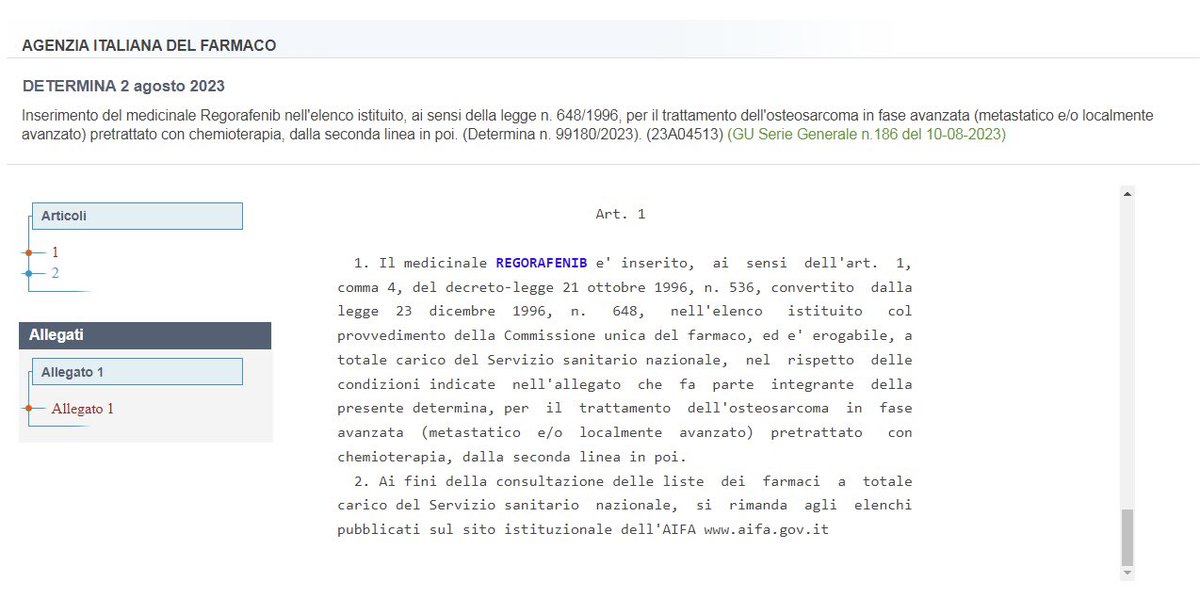 Salvatore Provenzano (@salvoprovnz) on Twitter photo #regorafenib is now available for #Italian patients with advanced #osteosarcoma, second line and beyond, within #legge648 programme. Happy for this achievement and contribution! <a href="/Rete_Sarcoma_It/">Fondazione Paola Gonzato ETS</a> and <a href="/ItaSarcomaGroup/">Italian Sarcoma Group</a> together for our patients. #regorafenib is now available for #Italian patients with advanced #osteosarcoma, second line and beyond, within #legge648 programme. Happy for this achievement and contribution! <a href="/Rete_Sarcoma_It/">Fondazione Paola Gonzato ETS</a> and <a href="/ItaSarcomaGroup/">Italian Sarcoma Group</a> together for our patients.