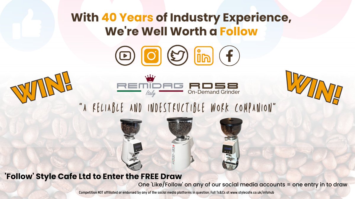 The WIN! here is being up to date with the first company to ever import a coffee machine to the UK  ☕👑👍

But we've also thrown in a quality PRIZE too! 

Ts & Cs 🌐 stylecafe.co.uk/win-rd58

#coffee #espresso #YESpresso #roasters #coffeesuppliers #caffeine #baristas