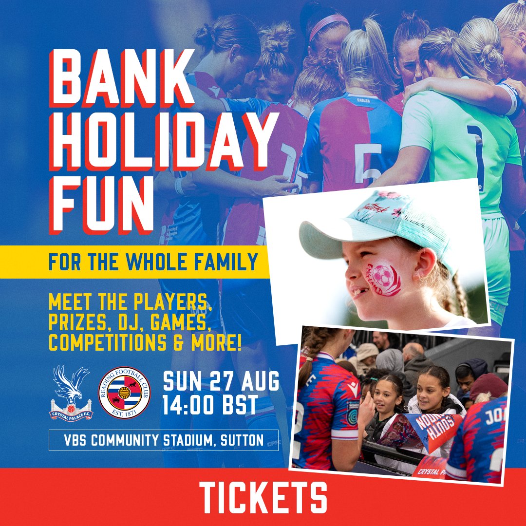 cpfc_w's tweet photo. The season begins this weekend.

Join us on Sunday for a whole host of family fun 🙌

Discounts of up to 60% when buying online ⚠️

🎟 https://t.co/uUmwfofiqI

#CPFC https://t.co/Cn8NkXTiy5
