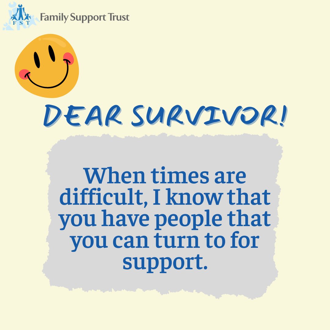 FamilysupportZ's tweet photo. Dear Survivor 
You are not alone. There are people who care about you and want to help you. You are strong, brave, and resilient. You deserve to live a life free from violence and fear. You are not defined by what happened to you. You are a survivor. #helpisthere #healing https://t.co/a5sveNIGXm