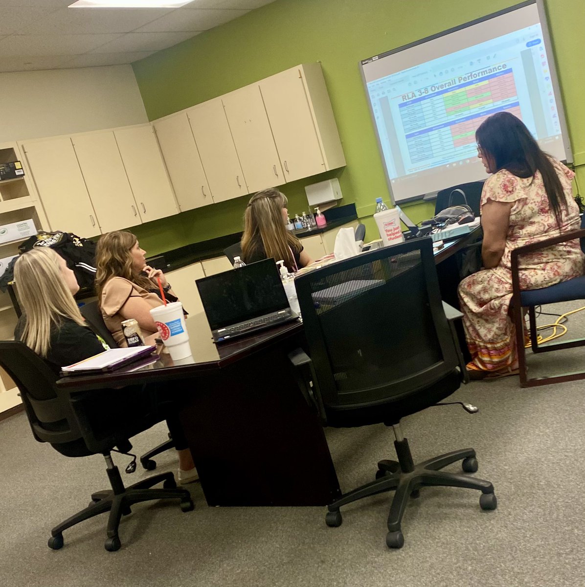 Ms. @adonica_galindo, principal at #Gonzaleselementary leading PLC going over data, sharing her heart, and setting goals with Team Bulldog!! This is our 3rd grade team!