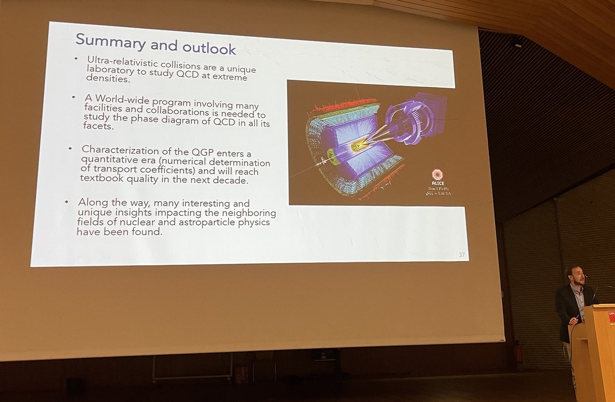 “The diverse field of relativistic nuclear collisions is full of fascinating physics where we can study the quark-gluon plasma, but also the structure of nuclei, and its applications in astroparticle physics” — <a href="/ALICEexperiment/">ALICE Experiment</a>’s Alexander Kalweit in his plenary talk at #epshep23