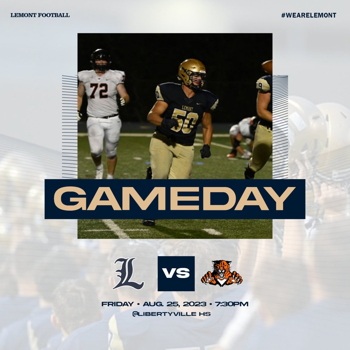 IT’S GAMEDAY‼️#WeAreLemont 🆚 Libertyville HS 🗓️ Aug. 25, 2023 ⏰ 7:30pm 📍 Libertyville High School 🎟️ Cash Tickets at Door 🔗 gofan.co/event/1012543?…