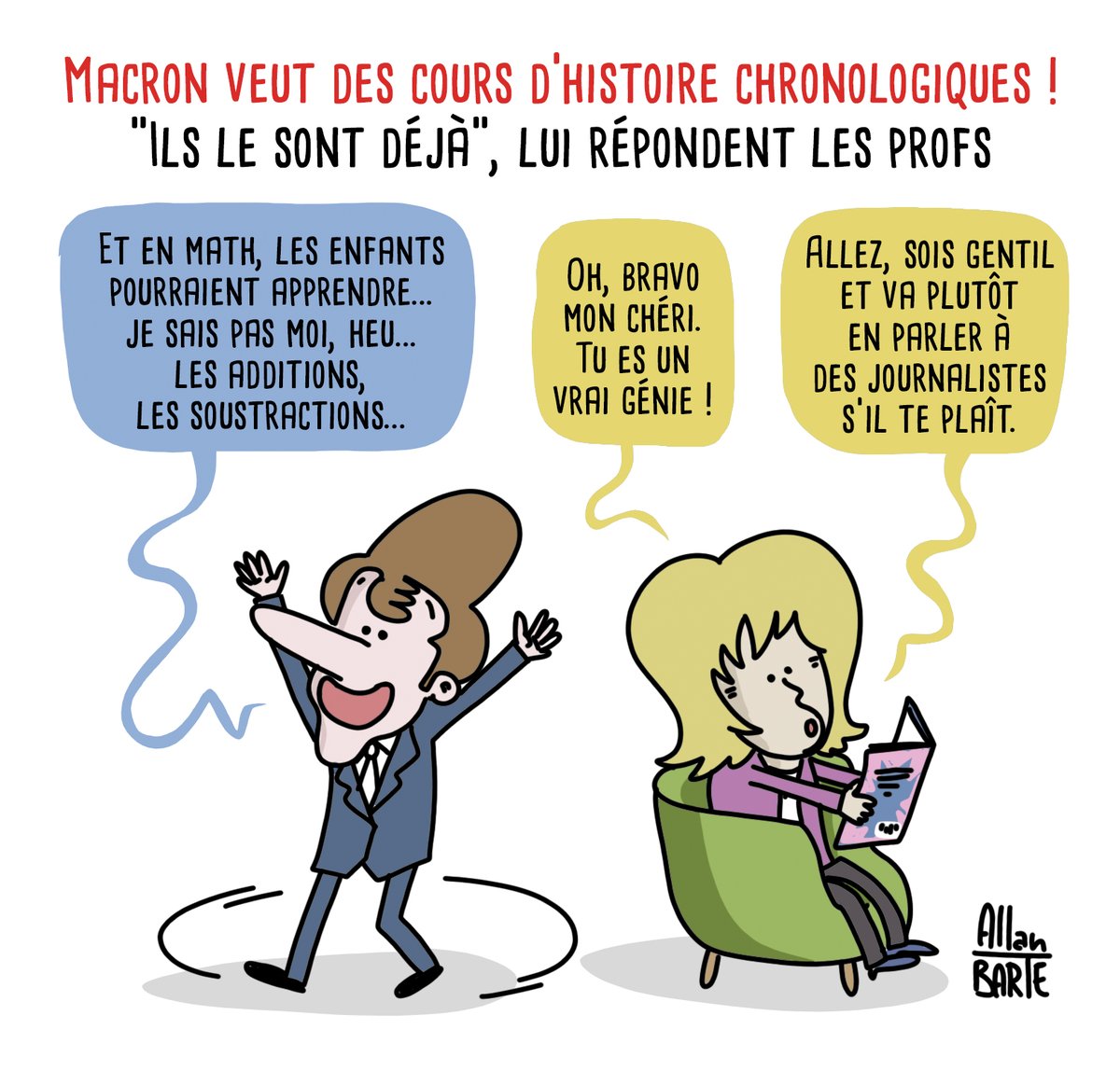 Je crois que Brigitte l'a motivé à devenir Président juste pour l'occuper et être un peu tranquille. 
Pas cool Bribri ! Pas cool ! 😢
#EmmanuelMacron #Macron #Histoire #histoiredefrance

Pour financer la lutte dessinée
⏩ ko-fi.com/allanbarte