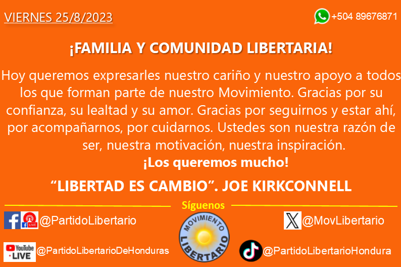 MovLibertario's tweet photo. Feliz día #Correligionarios #Libertarios del #Legítimo y verdadero @MovLibertario. Los queremos mucho. Un fuerte y cálido abrazo. Gracias por su amplio respaldo a la iniciativa legal contra el #Plagiador (y su #Cómplice) que #Usurpa el nombre de nuestro #Partido #Político. https://t.co/OnDkZWUUgr