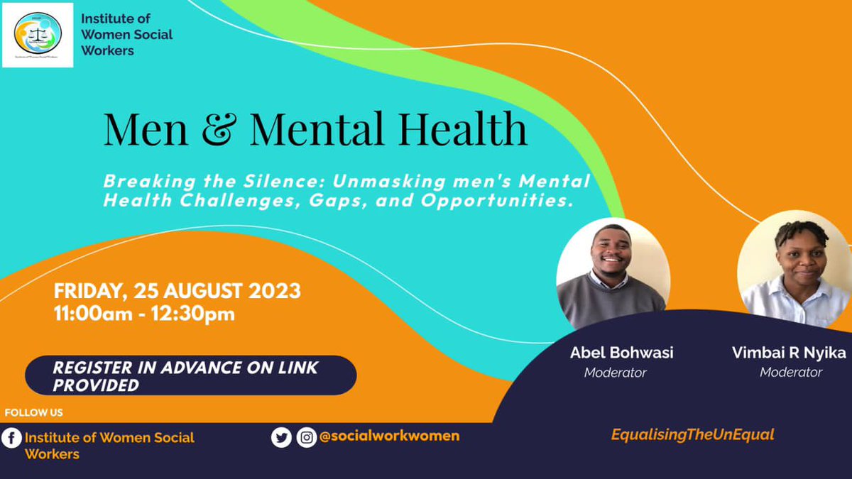 socialworkwomen's tweet photo. "Patriarchy discourages men from seeking psychosocial support. We can't change this overnight, but it's time we break the silence & spread the message that it is okay not to be okay, and it's okay to seek help." @raymondmazhambe
@PadareMen @FAA_Zim
@amplifyfund @RozariaConnects https://t.co/OCROaWtOCI