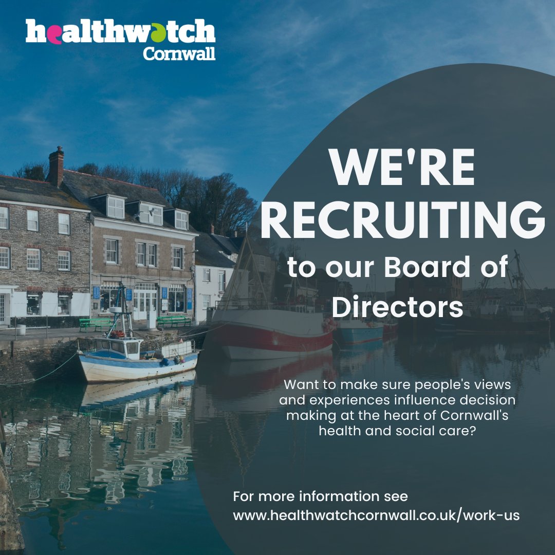 We are looking for a Vice Chair and Directors to enhance the representation of people in Cornwall on our Board of Directors