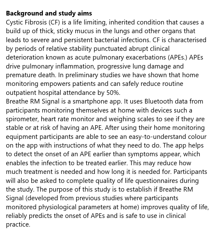 ISRCTN's tweet photo. Detection of respiratory exacerbations in adults with #CysticFibrosis using #ArtificialIntelligence  

Read about the new study by @lifearc1   @NIHRresearch  @RoyalPapRes  @cftrust  @kirstymagic @HLRI_Cambridge  @LucyGale333  @RoyalPapworth 

https://t.co/HHe5Y67wVm https://t.co/OVu6kn5UMt