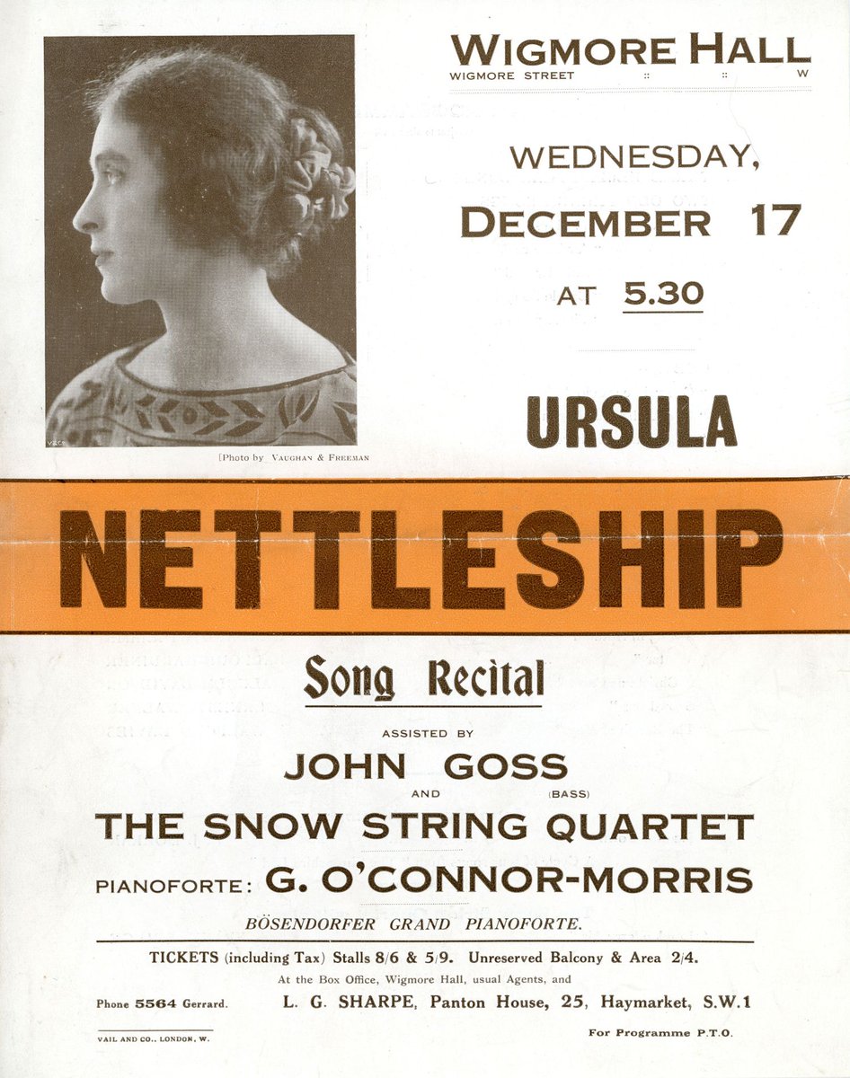 We are pleased to receive for our archive this poster for a song recital by Nettleship – the dedicatee of Britten’s A Ceremony of Carols. She directed The Aldeburgh Festival Choir at the first festivals - the white footbridge at @SnapeMaltings was given in memory of her.