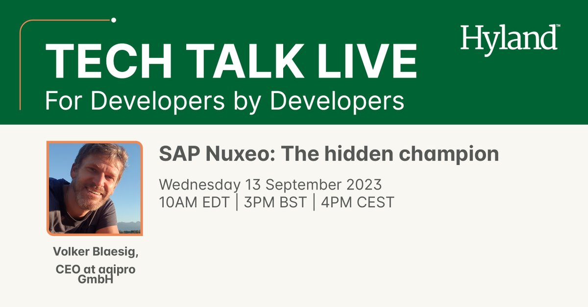 There is a 💥 huge 💥 opportunity for businesses to leverage the combined power of <a href="/SAP/">SAP</a> and #Nuxeo to maximize document management capabilities.

Join us for Tech Talk Live No. 150 to explore the possibilities. ⬇️
hub.alfresco.com/t5/news-announ…