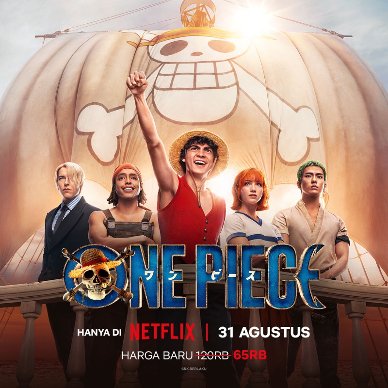 NetflixID's tweet photo. Kapal siap berangkat bawa kru topi jerami! Otw membelah lautan mencari harta One Piece yang penuh misteri~