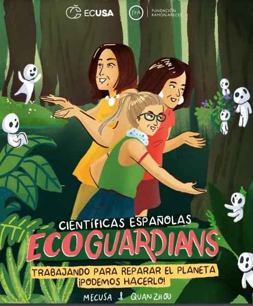 #EllasSonCiencia de @comunidadECUSA Ellas son... (2/7 tira cómica)   Ecoguardians: Blanca Bernal, Almudena Mateos y Raquel Salvador mujeresconciencia.com/2023/08/25/ell…