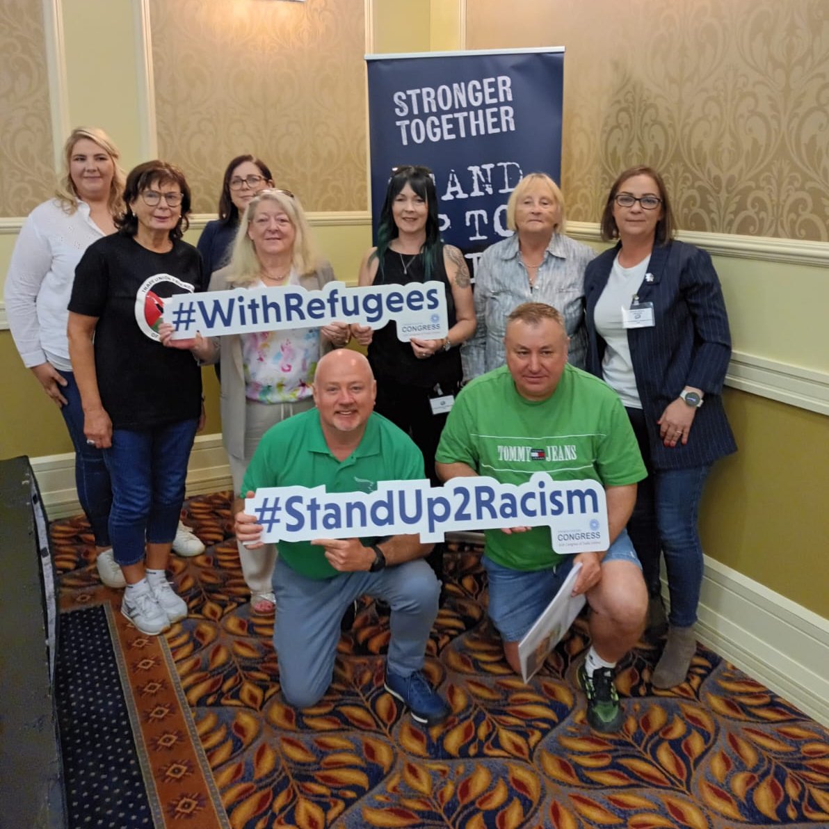 UNISON representatives along with our regional secretary Patricia McKeown and Regional Negotiator Ann Speed at this year's Fantastic ICTU #gss23, final day of learning was how to challenge the far right in the workplace 
💚 #UnitedAgainstRacism 💜