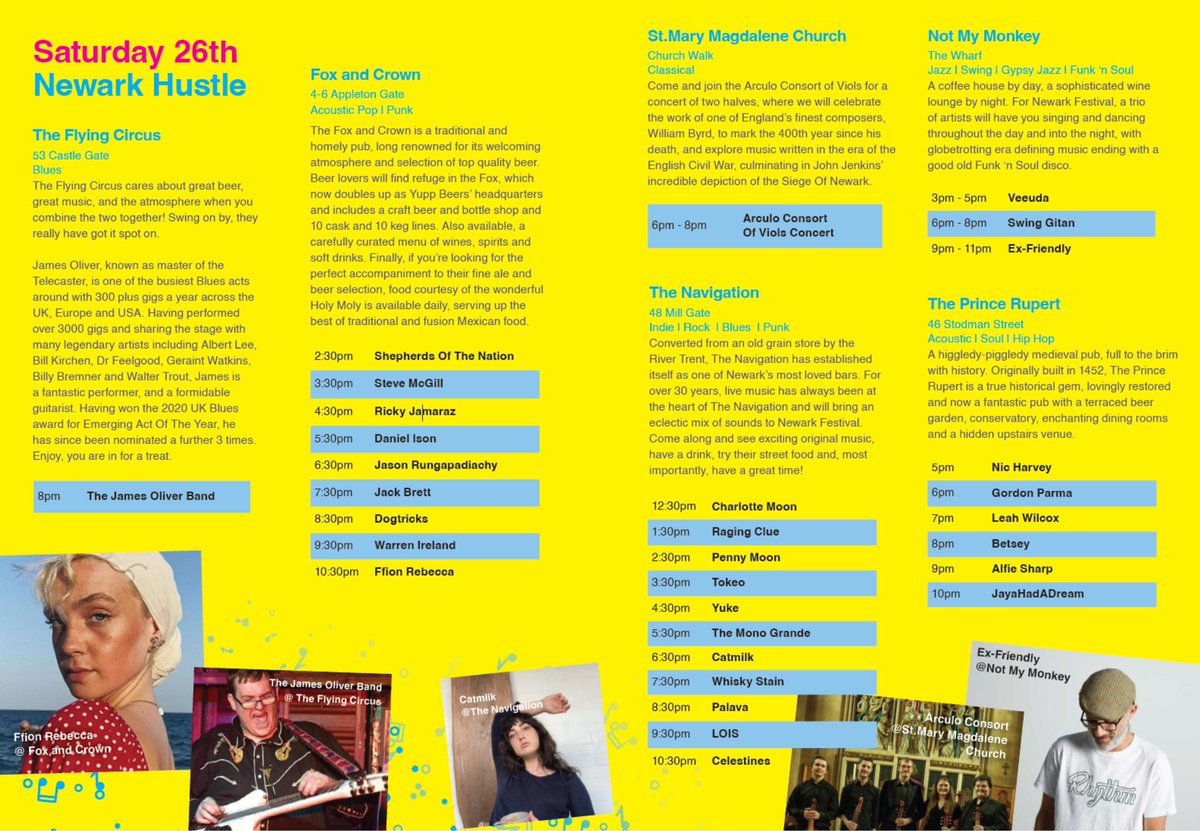 Day two of Newark Festival is here!

Newark Hustle returns. With over 70 magnificent artists performing across venues throughout the town. Newark is going well and truly rocking today!

Head on out and go grab one of your favourite drinks whilst listening to FREE live music