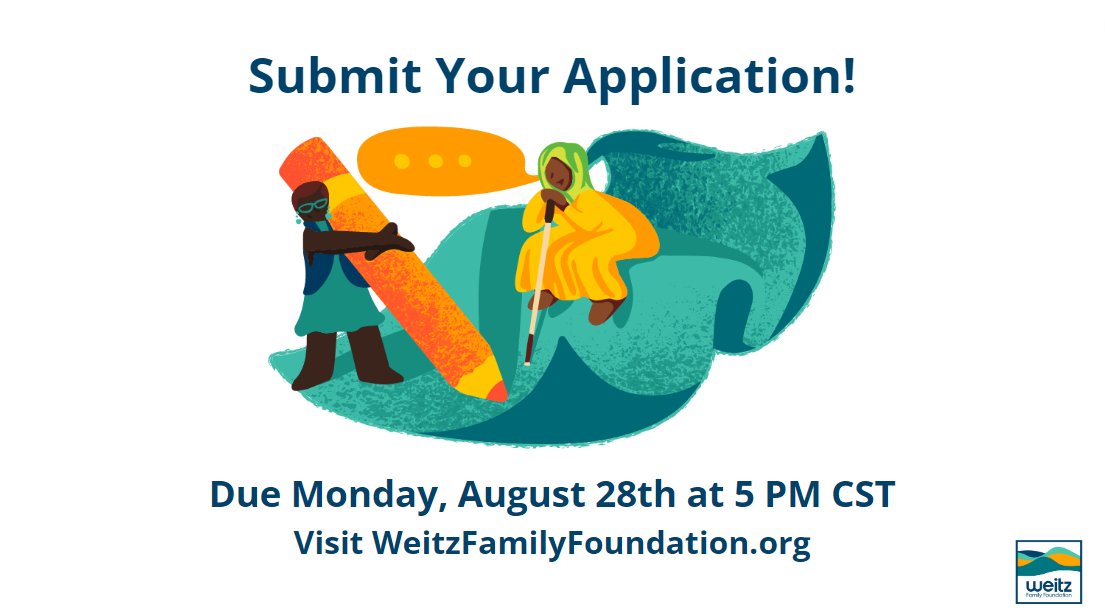 WeitzFamFound's tweet photo. Only a few more days until our applications are due! Submit your proposal by THIS Monday, August 28th at 5pm CST ✨
https://t.co/4c28T62Lh9 https://t.co/UmLxZIE3cM