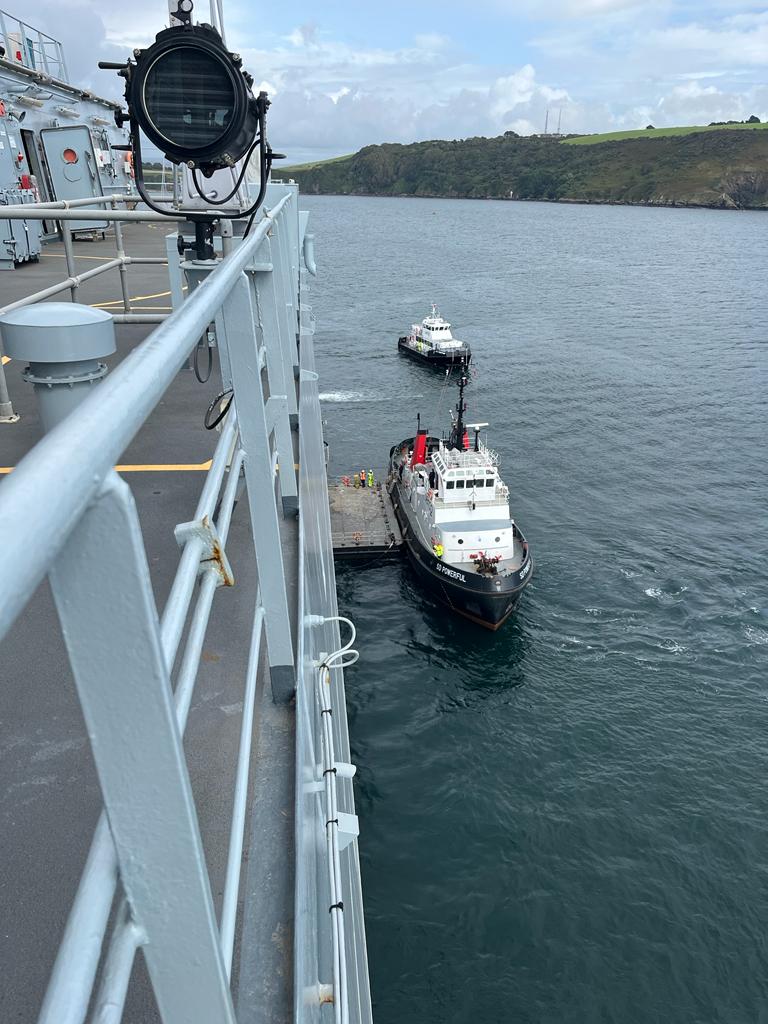 After a successful week spent at sea with MOBEX’s, Steering Gear Breakdown drills and Phalanx shoots, RFA Lyme Bay successfully moored onto Plymouth ‘E’ buoy!