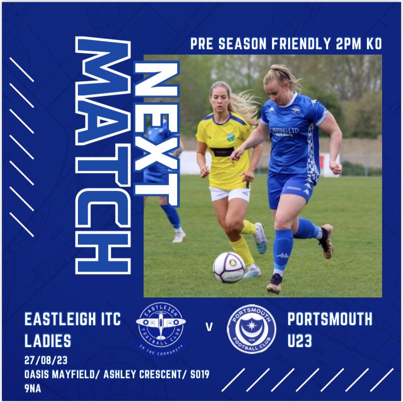 𝓕𝓲𝔁𝓽𝓾𝓻𝓮: We take on Portsmouth U23s this weekend. 
📍 Oasis Mayfield
⏰ 2pm
💵 Free
#spitfires #BelieveToAchieve