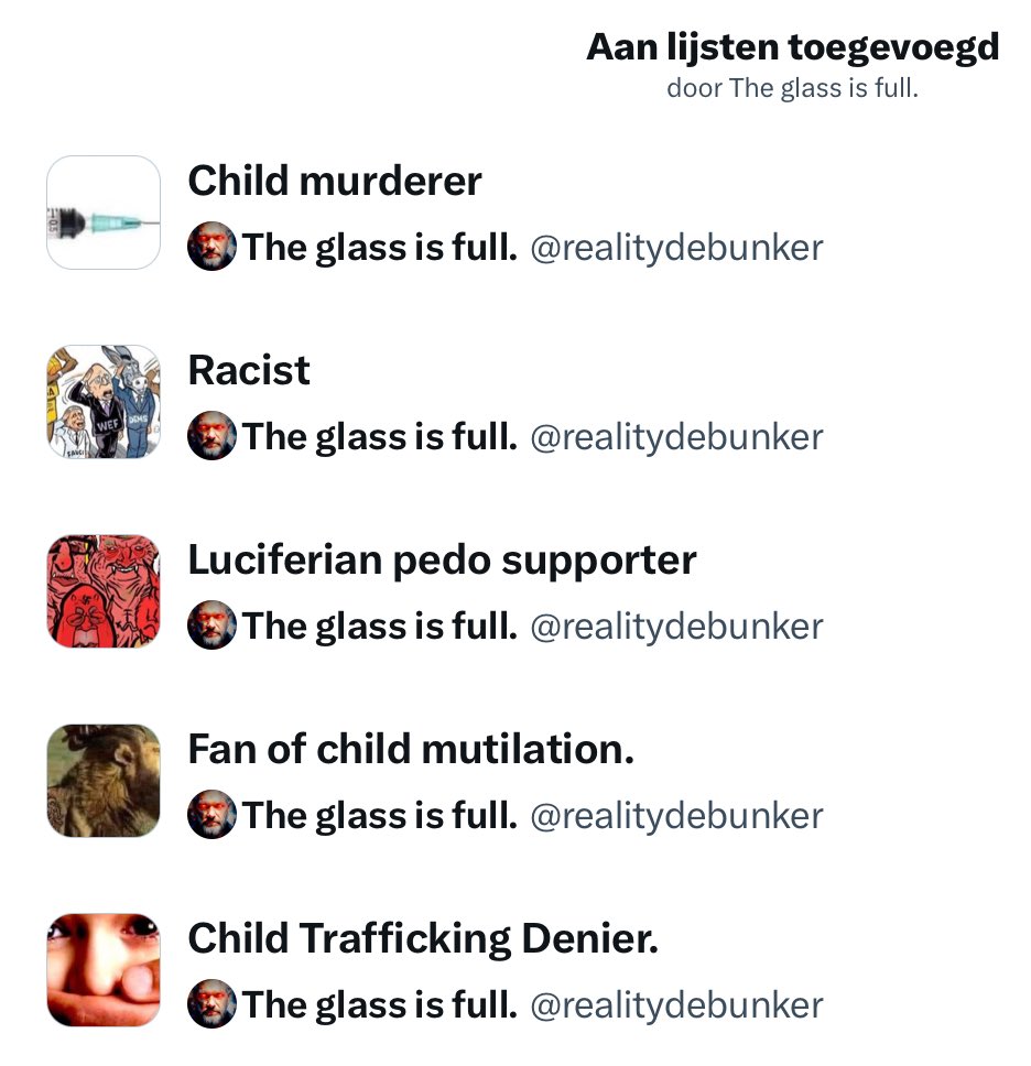 HenryJP5's tweet photo. Wat is dit voor zieke geest?
Advies voor #block !
Die gek heeft mij in één keer toegevoegd an vijf lijsten, vanwege de tweet over #LepaRadic, de jonge vrouw die door de nazi’s werd opgehangen.
@realitydebunker > block dus!
. https://t.co/QSQgo7O2t0