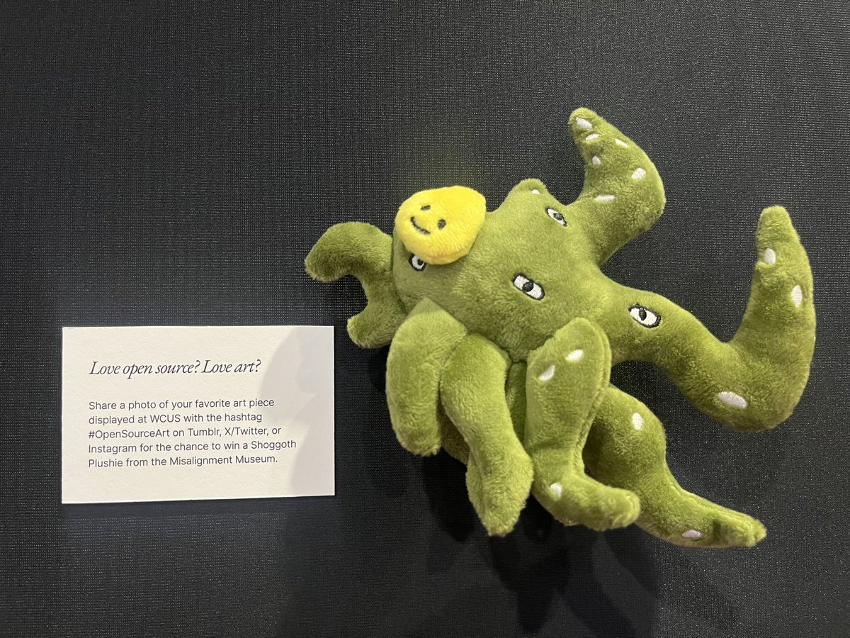 MisalignmentM's tweet image. Share a photo of your favorite art piece displayed at WCUS with the hashtag #OpenSourceArt on Tumblr, X/Twitter, or instagram for the chance to win a Shoggoth Plushie from the Misalignment Museum! 

#wcus @WordCampUs