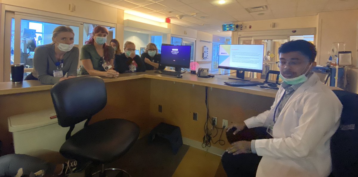 Lecture on the clinical examination and post cardiac arrest neuroprognostication by our clinical observer <a href="/malaysinghal26/">Malay Singhal</a> to our NICU staff at <a href="/perfuseincuse/">Upstate Neurocritical Care Fellowship</a> #neurotwitter #neurocriticalcare