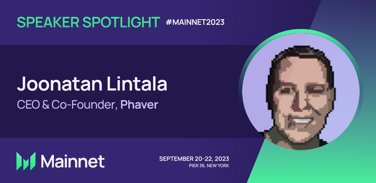 MessariCrypto's tweet photo. Look who's speaking at #Mainnet2023!

@joonatanlintala, CEO &amp; Co-Founder, @phaverapp will be speaking during the event!

You don't want to miss Mainnet - Sept 20-22 - NYC👇
https://t.co/qP2Dq1L08U https://t.co/1vld7eXKSW