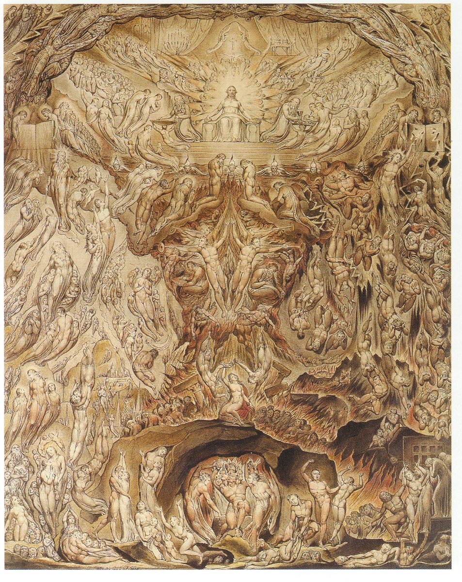 The Last Judgment by William Blake
Date: c. 1808-1812

Blake's watercolor depicts a powerful vision of the Last Judgment, inspired by biblical themes of divine judgment and redemption.