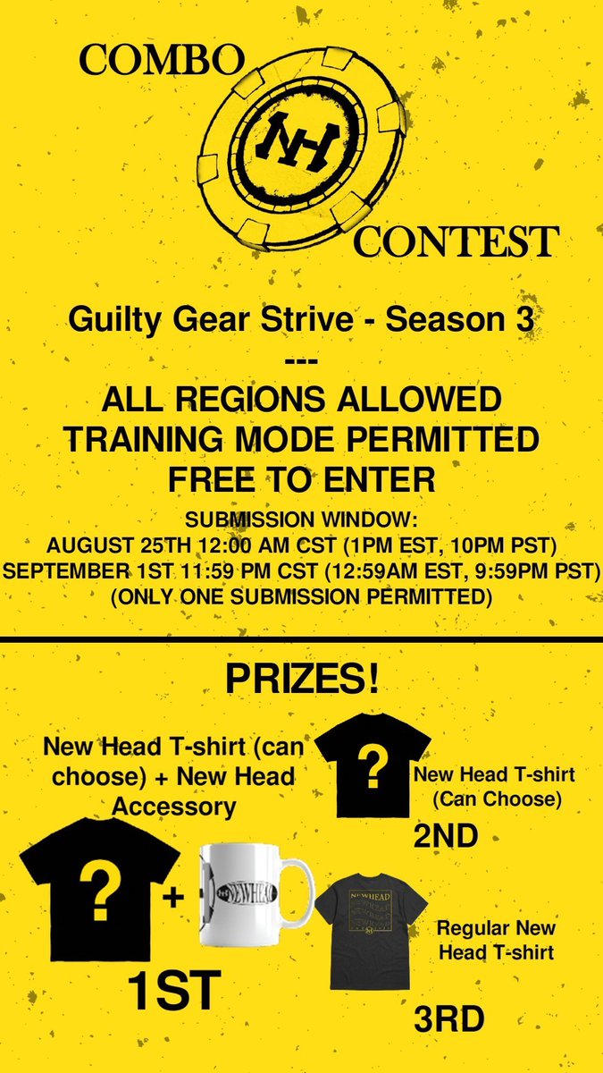HomeDepotemkin's tweet photo. Today marks the start of the #NHComboContest! Anyone is allowed to enter, with prizes going to the top 3 combos! We already got some submissions coming in, so make sure to boot up training mode and post your nuttiest #GGST combos! 

[Rules below] https://t.co/5ZTwoegsPn