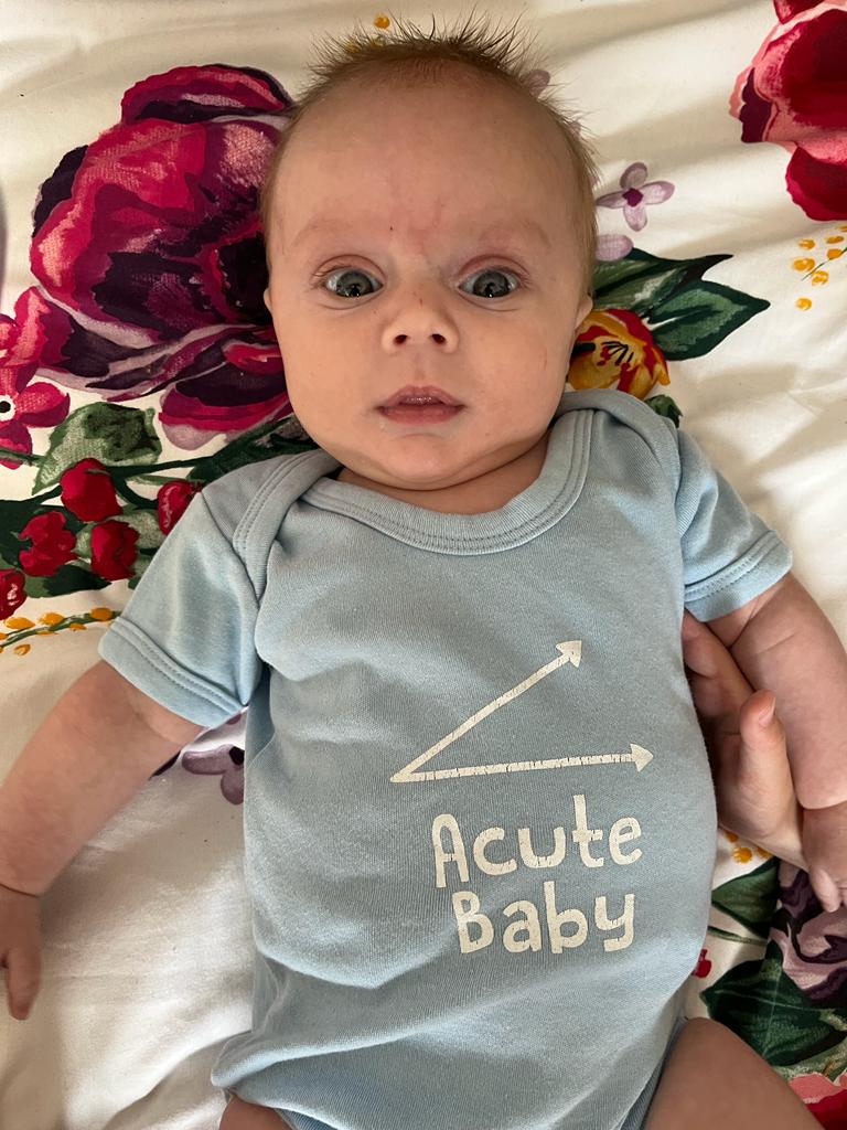 PAdamsSci's tweet photo. My mat leave partner in crime… what happens when your Dad is a maths teacher and dresses you in a hurry post nappy change! https://t.co/hQY4NHEhO1
