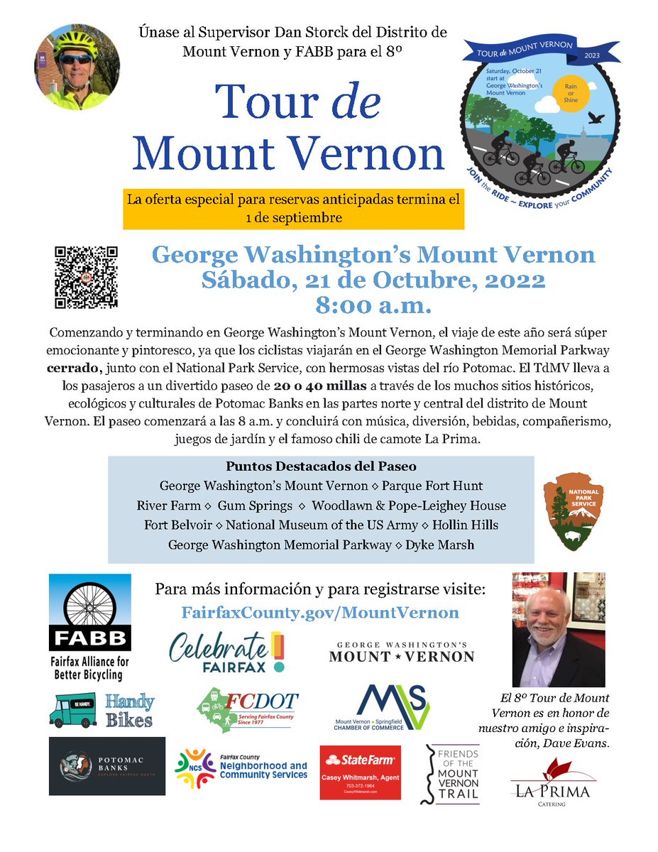 Early bird special! Register for the 8th Annual Tour de Mount Vernon by September 1 for a discounted rate and Tour de Mount Vernon socks! #TdMV2023 Register now: fairfaxcounty.gov/mountvernon/to…