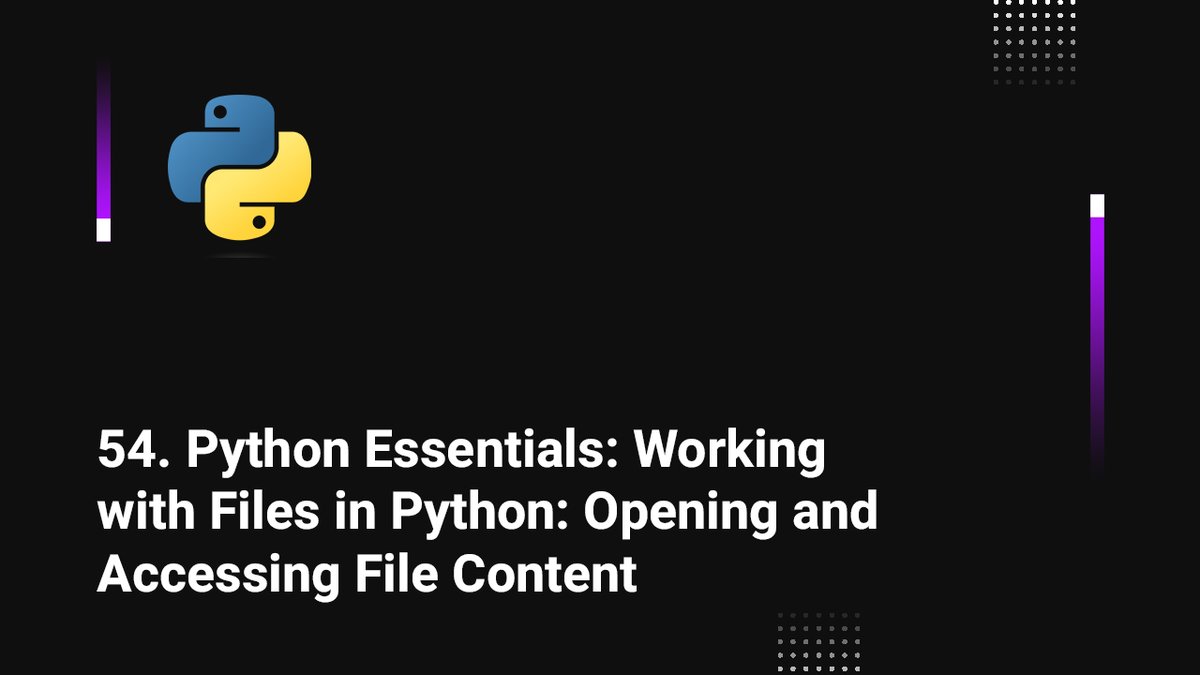 skillbakery's tweet image. 54. Working with Files in Python: Opening and Accessing File Content

youtu.be/g-iP1IyR6G8 via @YouTube

#deeplearning #pyhtonprogramming #learnpython #developer #skillbakerystudios #fridaymorning #FridayVibes #FridayFreebie #essential #webdevelopment #webdev