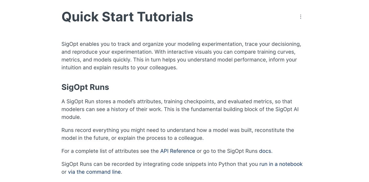 Implement SigOpt with just a few lines of code. Instrument your model code to track runs and model artifacts—here's how to get started: bit.ly/45y8d3D