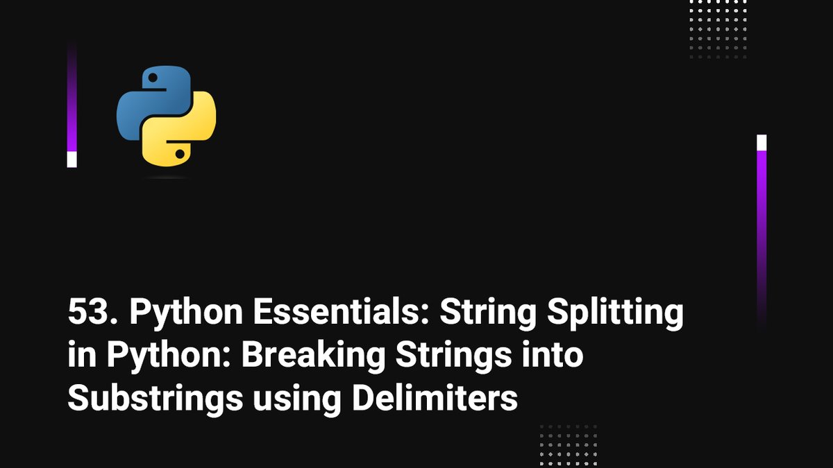 skillbakery's tweet image. 53. String Splitting in Python: Breaking Strings into Substrings using Delimiters

youtu.be/5k3lm8xxXyw via @YouTube

#deeplearning #pyhtonprogramming #learnpython #developer #skillbakerystudios #fridaymorning #FridayVibes #FridayFreebie #essential #webdevelopment #webdev