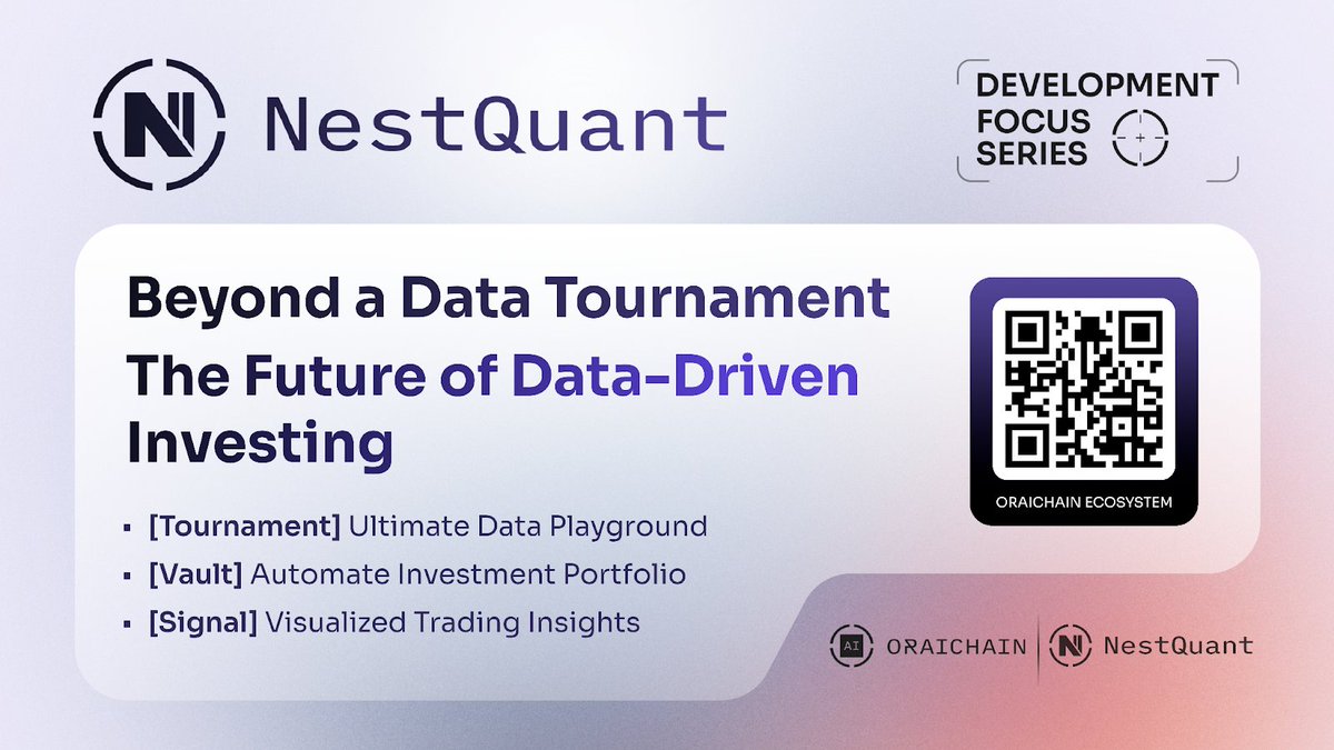 oraichain's tweet photo. 🌟Introducing @NestQuantANN: Beyond a Data Tournament!

🔥Discover NestQuant's game-changing features:

🔹[ Tournament ] Ultimate Playground
🔹[ Vault ] Automate Investment Portfolio
🔹[ Signal ] Visualized Trading Insights

👉 Learn more https://t.co/NFXvjwxbjr https://t.co/iXSSbp42AB