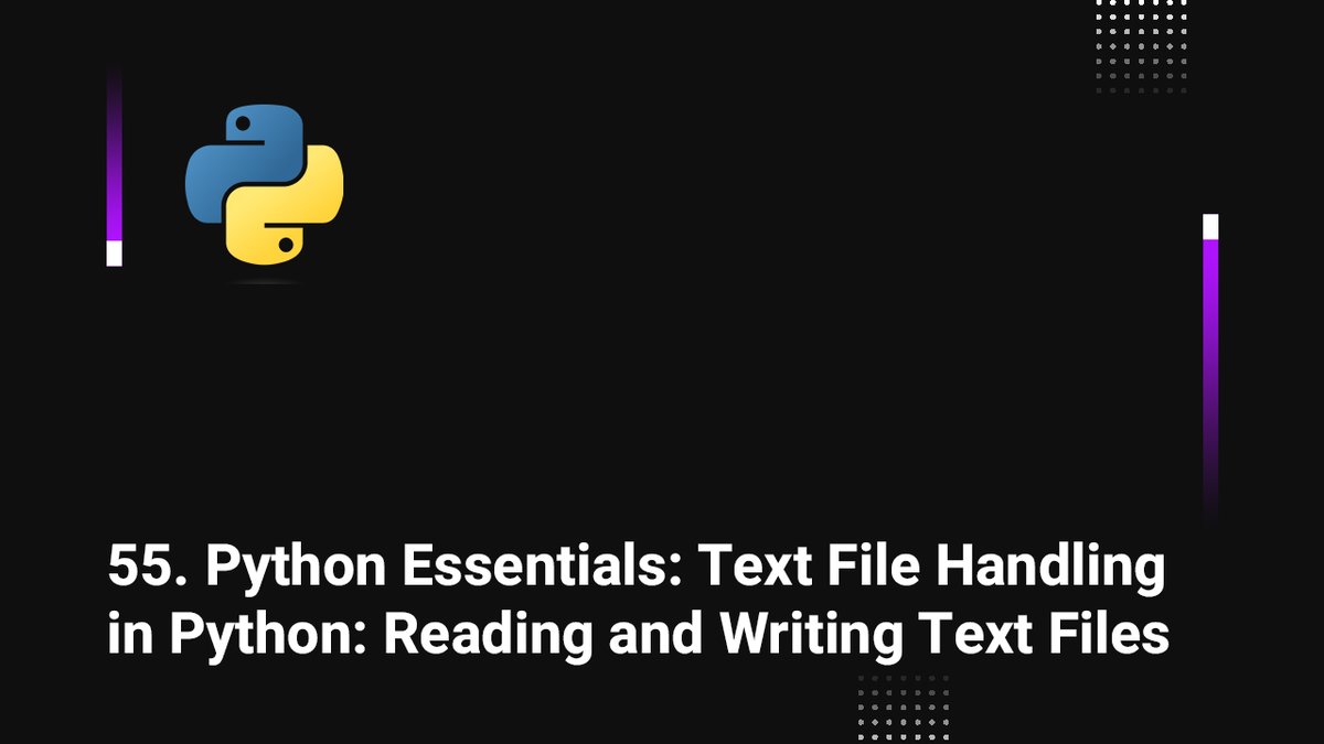 skillbakery's tweet image. 55. Python Essentials: Text File Handling in Python: Reading and Writing Text Files

youtu.be/3294gZAF-kw via @YouTube

#deeplearning #pyhtonprogramming #learnpython #developer #skillbakerystudios #fridaymorning #FridayVibes #FridayFreebie #essential #webdevelopment #webdev