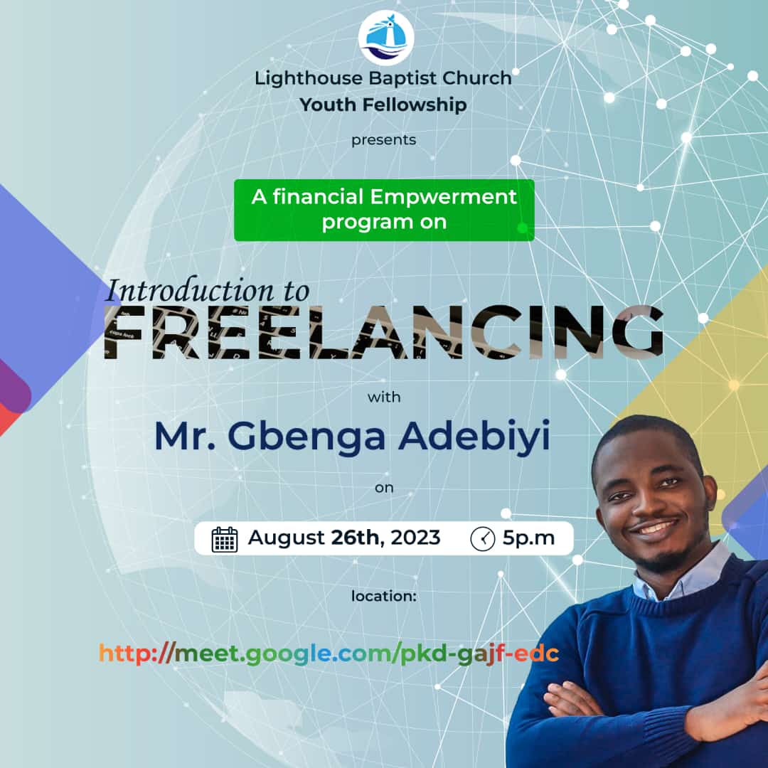 lbcibadan's tweet photo. The youth fellowship of @lbcibadan is inviting you to a financial empowerment program on Freelancing.

It is going to be an impactful teaching. Join us and be part of the seminar. 

God bless you.  @gbengabiyi  @ariseforimpact @ObcmediaO  @newfrontierstv @officialnbchq @Helijah_ https://t.co/rhAZj9j60m