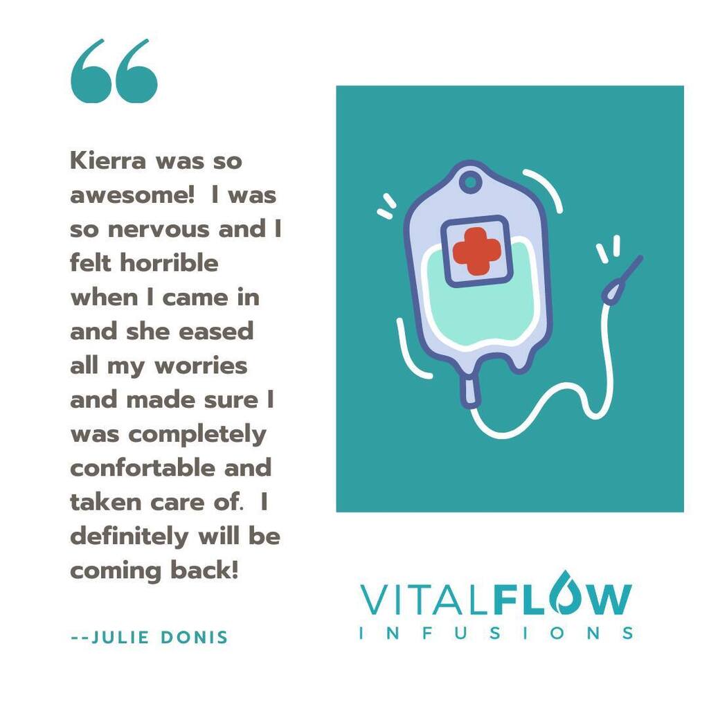 See what people are saying about Vital Flow Infusions! 

#IVInfusions #HealthBoost #RechargeYourBody #VitaminTreatment #VitalFlowInfusions #nutrients #recovery #IVtherapy #IVdriptherapy #IVtreatment #IVinjection #wellness #vitamininjection #stayactive #stayhealthy #healthand…