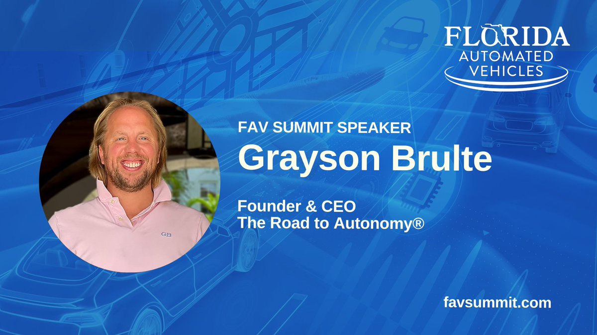 Here is one of our 2023 FAV Summit speakers! Grayson Brulte has created a powerful and respected integrated data analytics and media platform – The Road to Autonomy®. We are now under two weeks away from the #2023FAVSummit! Register now! favsummit.com/register-for-t…