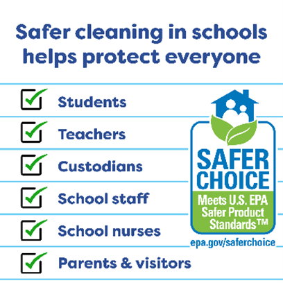 ISSAworldwide's tweet photo. With classes resuming, be sure to look for the @EPAChemSafety label to find products that are a safer choice for schools, with safer ingredients for your students, workers, and community. https://t.co/SI3schExPa https://t.co/9MHsELT6Kg
