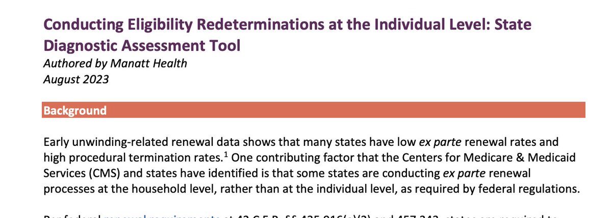 New brief from SHVS indicates a MAJOR problem in Medicaid unwind.😱😱😱

"Some" states are doing ex parte process based on the household -- not an individual basis

This is a HUGE problem for kids b/c parents are eligible at lower income levels especially in non expansion states