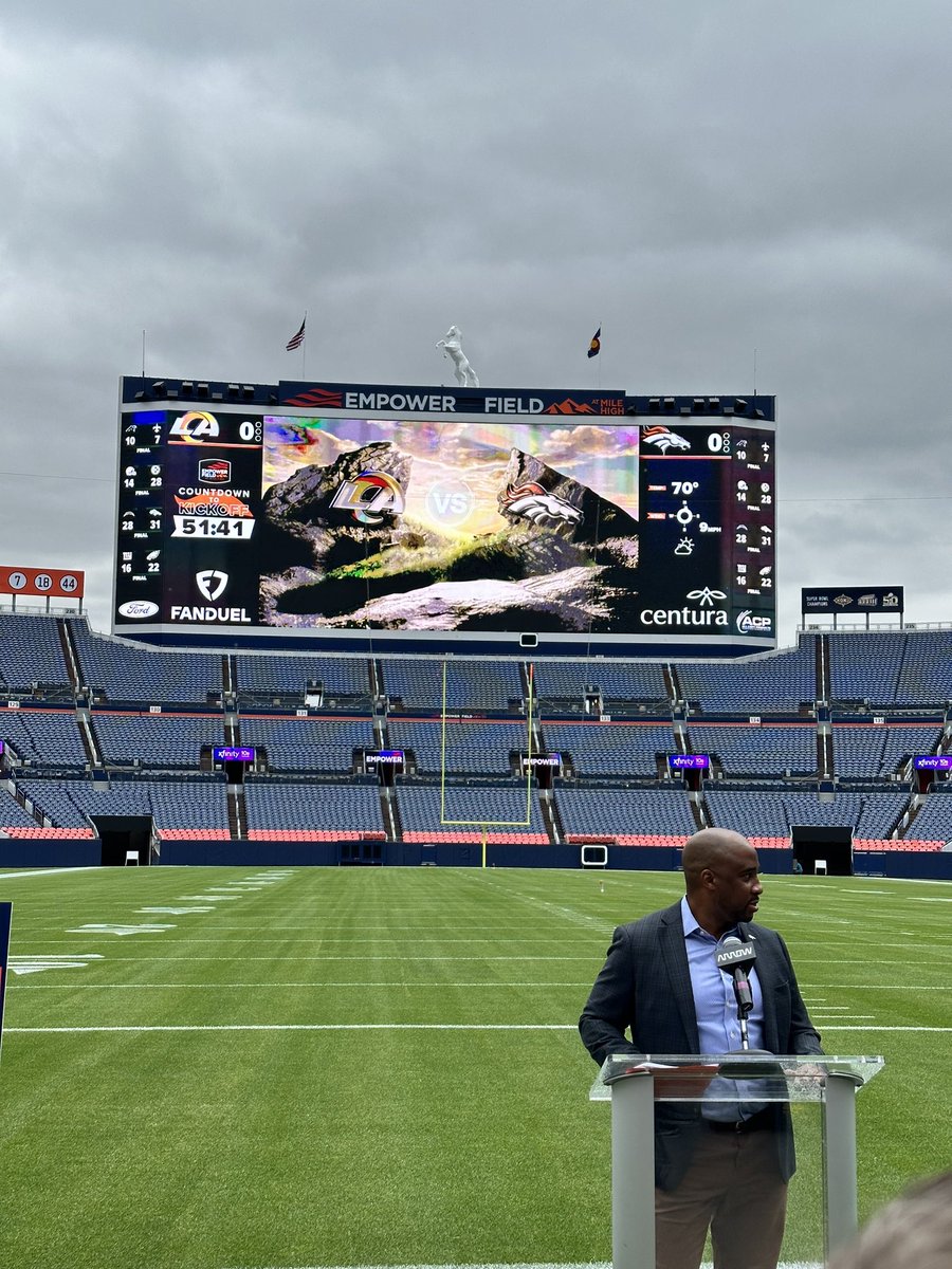 The Broncos’ new video scoreboard is the tallest in America.