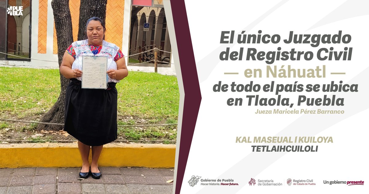 Segob_Puebla's tweet photo. #RegistroCivilInforma || En el @RCivilPuebla del Estado de Puebla seguimos avanzando a favor de la inclusión y diversidad en #Dialectos.
📌 Ubicación: Tepango de Rodríguez 🟰 Totonaca
📌 Ubicación: Zoquitlán 🟰 Mazateco
📌 Ubicación: Tlaola 🟰 Náhuatl https://t.co/KvIiPqtvfx