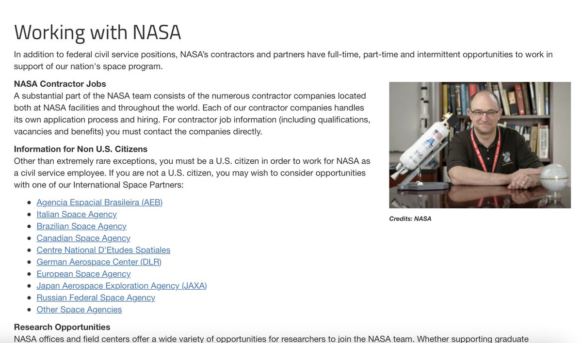 In the Biden DOJ's lawsuit against @elonmusk's SpaceX for not hiring non-citizens, they write 'SpaceX regularly told job candidates that with few exceptions SpaceX is only able to hire U.S. citizens.' If you go to NASA's official website, it literally says the exact same thing.