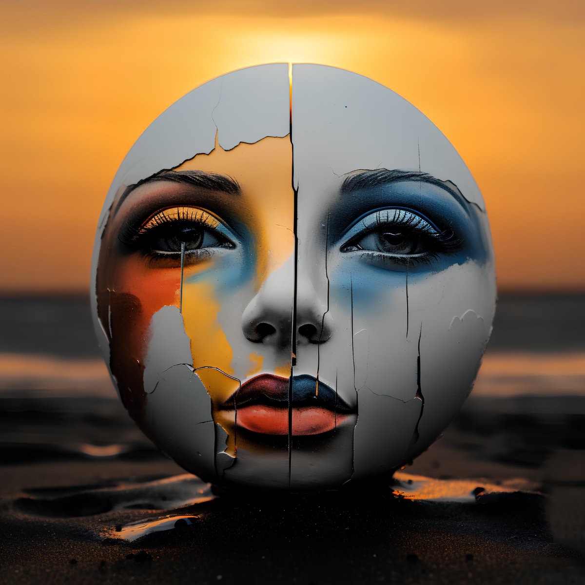 Minted and available in my collection 'AI/Photo Blend'
A blend of a real life sunset image of a Lensball from Malibu, Ca. and an AI generated image of a face.

The  result is my piece titled 'in a Sphere'

Feedback is always welcomed 
1/1
2 XTZ
4096 x 4096
Link in comments