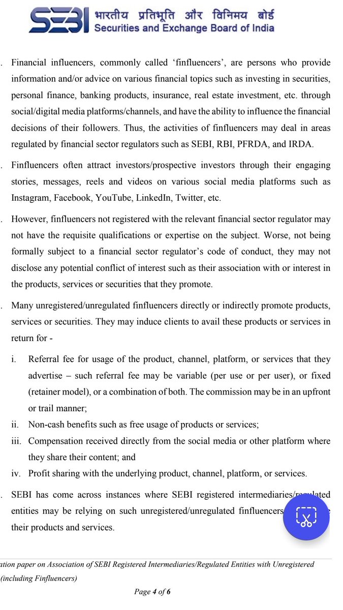 ActusDei's tweet photo. Sebi clamps down on #finfluencers! Finally. Sebi proposes to cut off all regulated entities like brokers from finfluencers.  Love it! The broker-finfluencer affiliate links and funding are finally at an end. https://t.co/UrQQZSTUuV https://t.co/1vO5lBrEr6