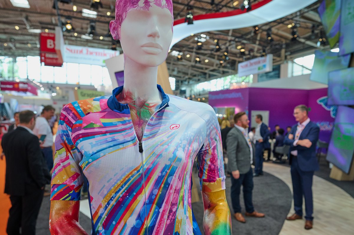 Stand out from the crowd! At #FESPA2023 we were thrilled by the array of innovative #sportswear designs on display. Here are some of our personal favourites. Have you seen any interesting #printed sportswear lately?