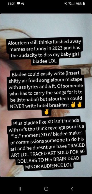 bladee fans are fucking delusional https://t.co/V5uE7cTiKt<a href="/tag/newprofilepic"class="tags"><span>#newprofilepic</span></a>